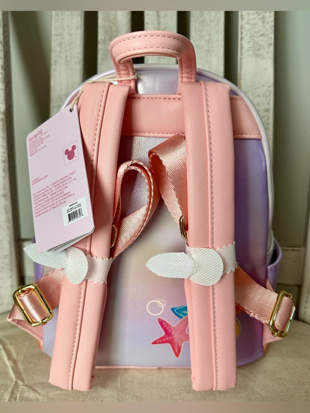 Loungefly x Disney Little Mermaid Ariel Soft Floral Mini Backpack & Flap Wallet - Picture 8 of 14